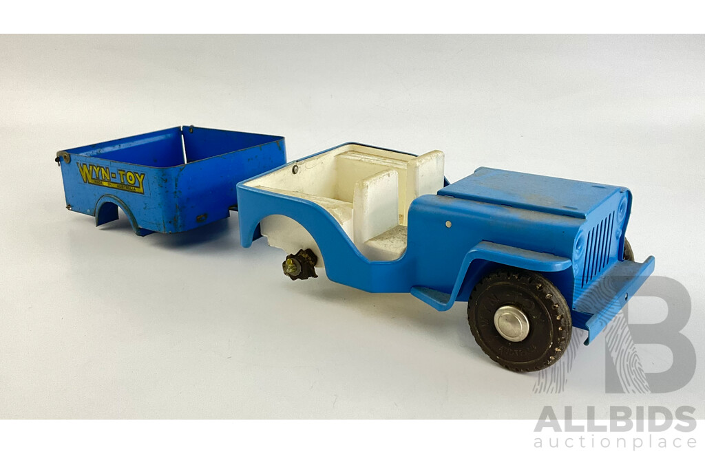 Vintage Wyn-Toy Pressed Steel Toy Jeep with Trailer