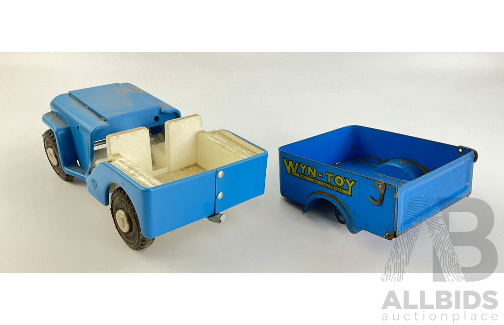 Vintage Wyn-Toy Pressed Steel Toy Jeep with Trailer