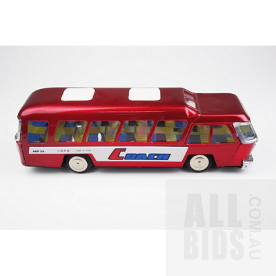 Vintage Tin Toy Coachliner MF184 Bus with Friction Drive Front Wheels
