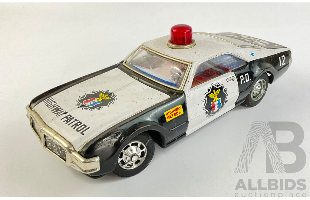 Vintage Pressed Steel Toy Highway Patrol Police Car