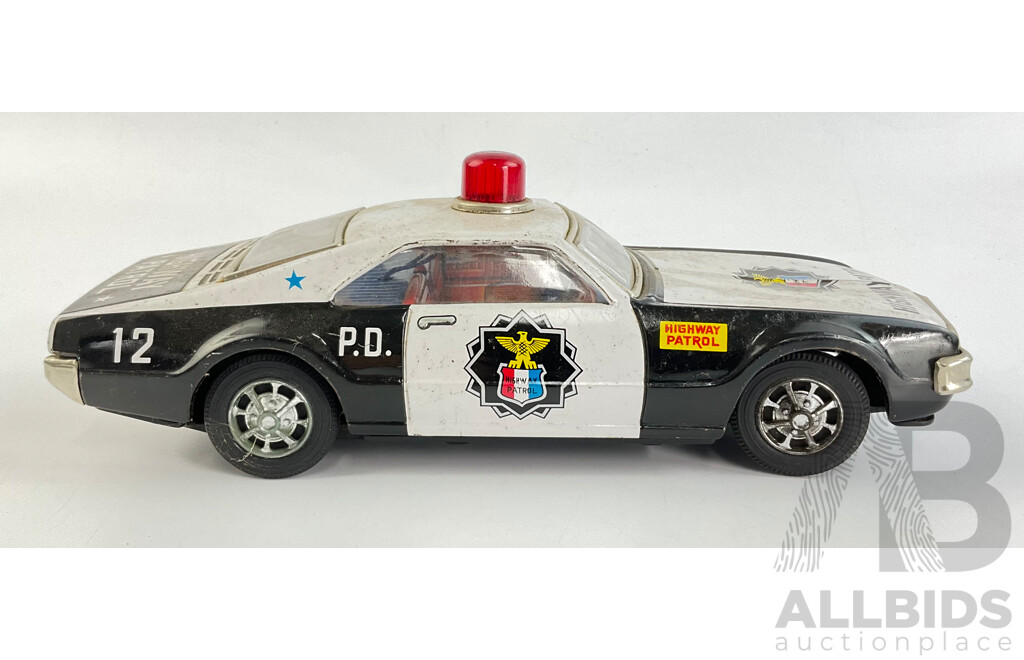 Vintage Pressed Steel Toy Highway Patrol Police Car