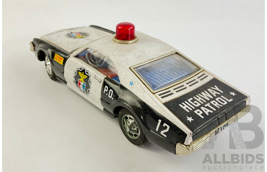 Vintage Pressed Steel Toy Highway Patrol Police Car