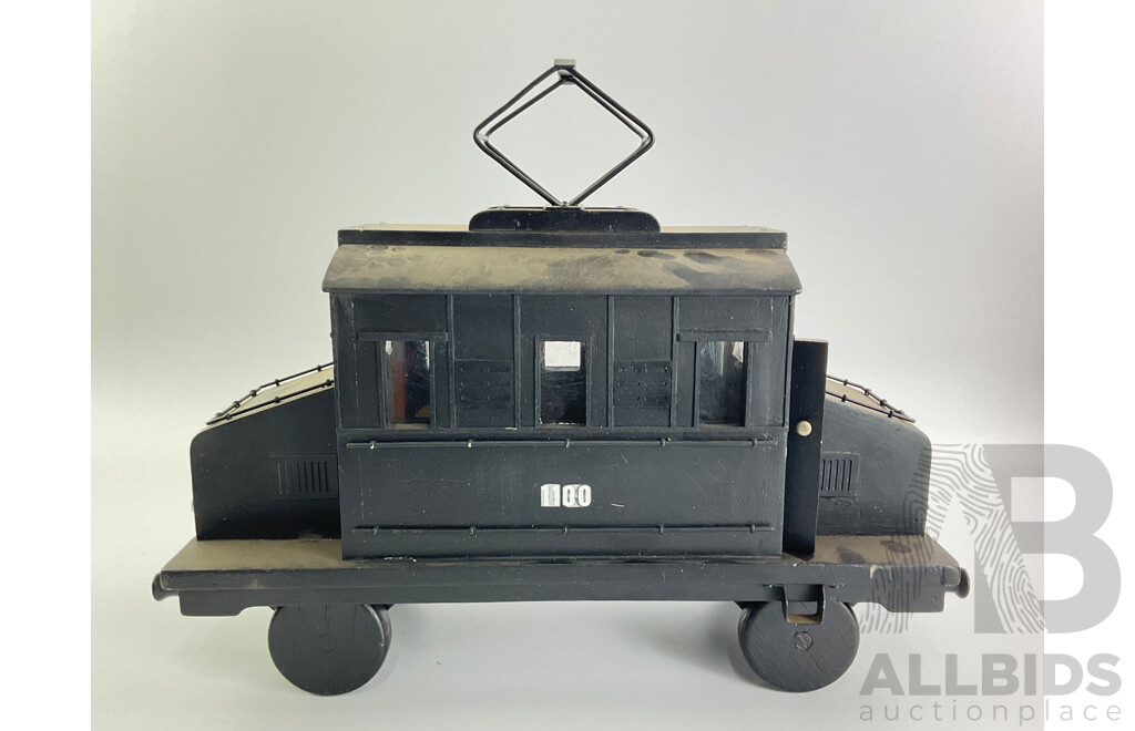 Large Vintage Bespoke Toy Timber Electric Locomotive 1100