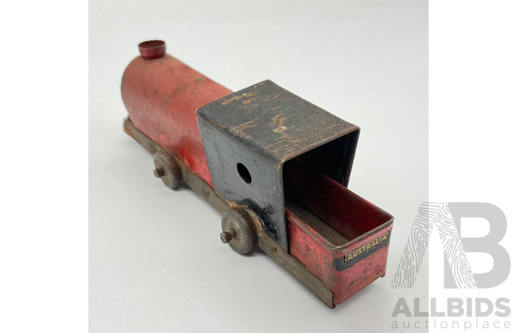 Vintage Pressed Steel Toy Steam Train, Likely Made in Australia