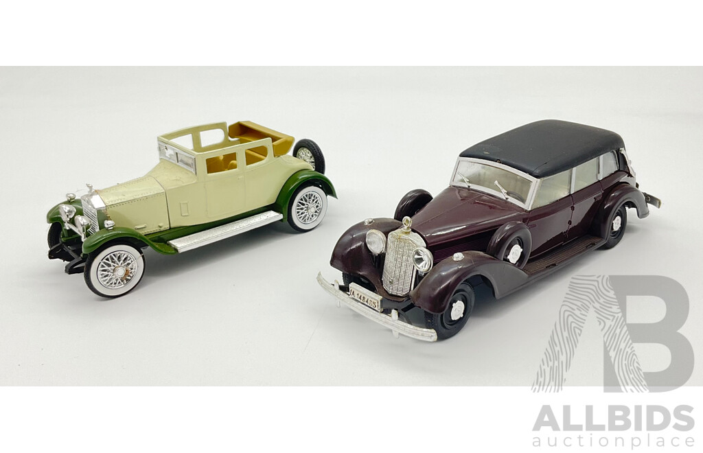 Vintage RIO 1:43 Scale 1937 Mercedes Benz Cabriolet and 1923 Rolls Royce, Made in Italy