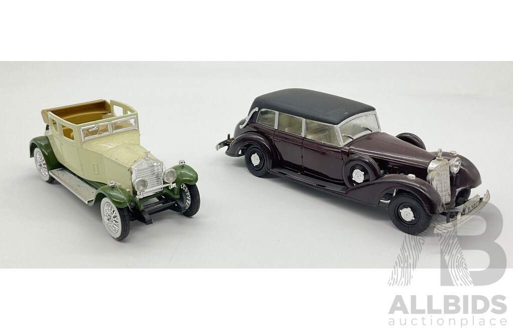 Vintage RIO 1:43 Scale 1937 Mercedes Benz Cabriolet and 1923 Rolls Royce, Made in Italy