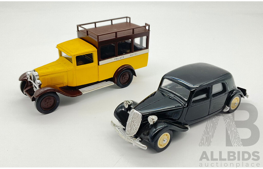Vintage Solido 1:43 Scale 1939 Citroen 15 Six and Palace Hotel 1930 Citroen C4F, Made in France