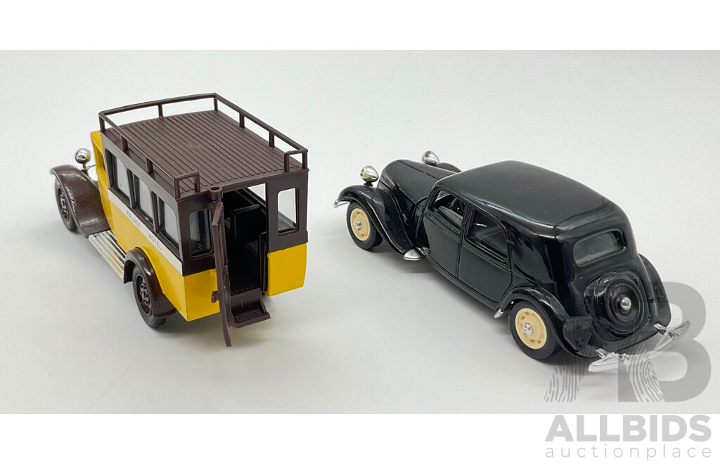 Vintage Solido 1:43 Scale 1939 Citroen 15 Six and Palace Hotel 1930 Citroen C4F, Made in France