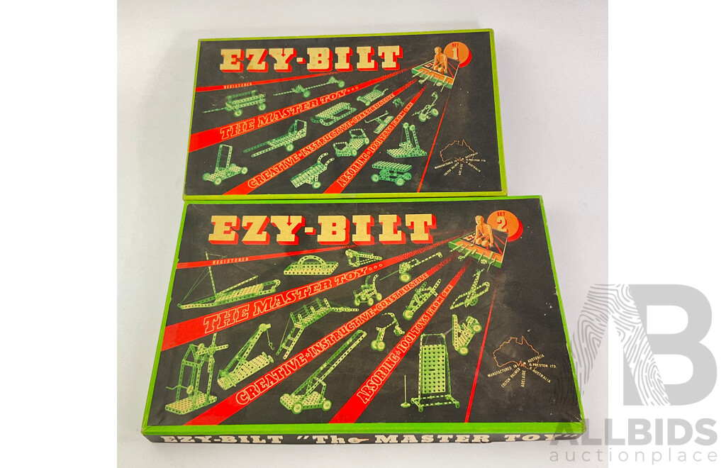 Vintage Ezy Bilt Set One and Two in Original Boxes, Made in Australia