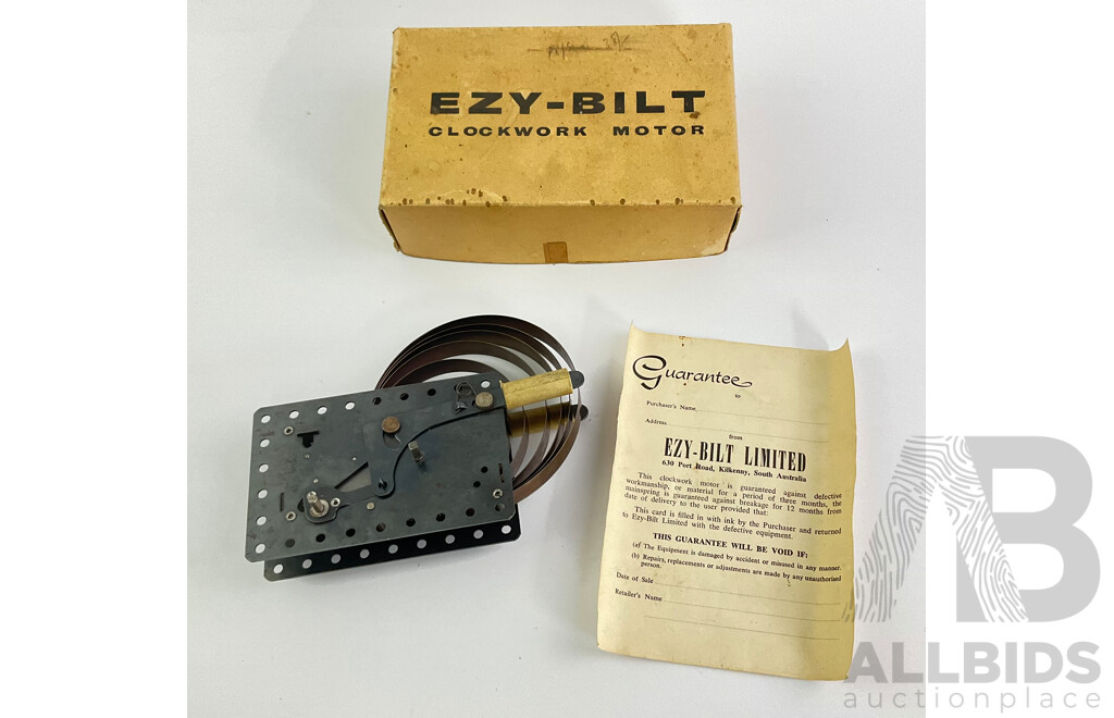 Vintage Ezy Bilt Clock Work Motor, Set One and One a All in Original Box , Made in Australia