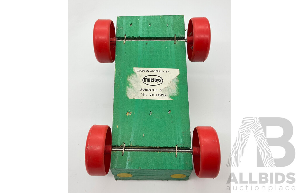 Vintage Mactoys Timber BP Race Car, Made in Australia