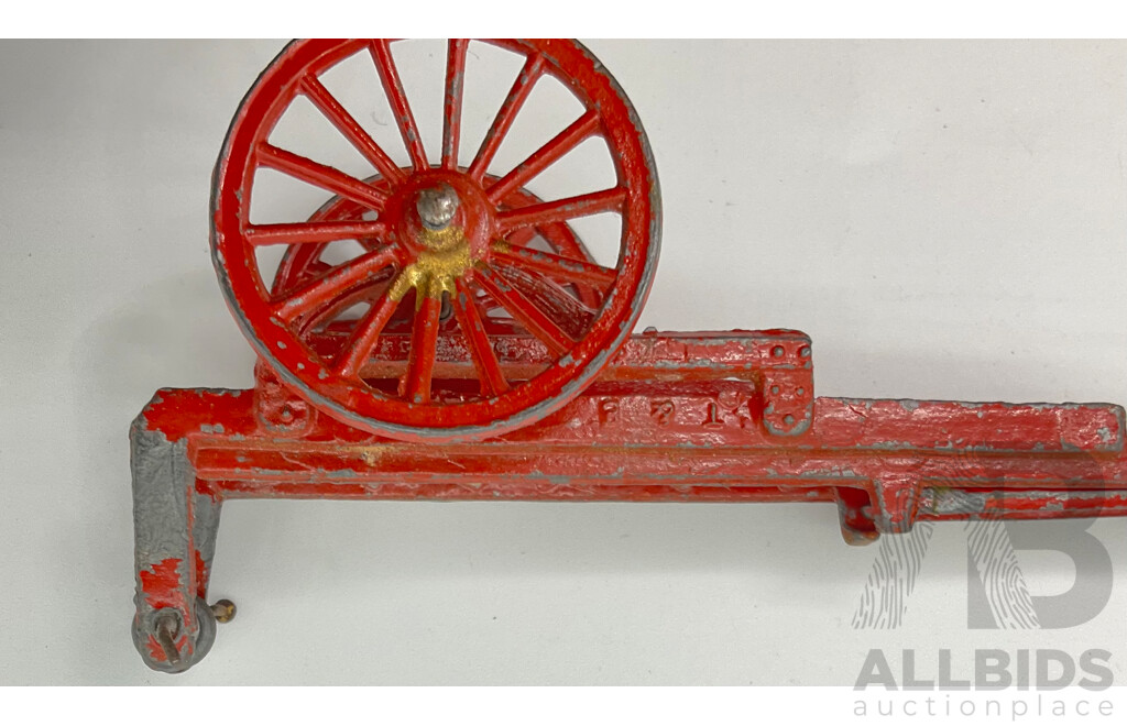 Vintage Cast Alloy Horse Drawn Fire Ladders Including Taylor & Barrett with 1900's Fire Truck