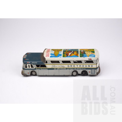 Vintage Greyhound Express Tin Toy Bus with California Motif