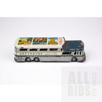 Vintage Greyhound Express Tin Toy Bus with California Motif