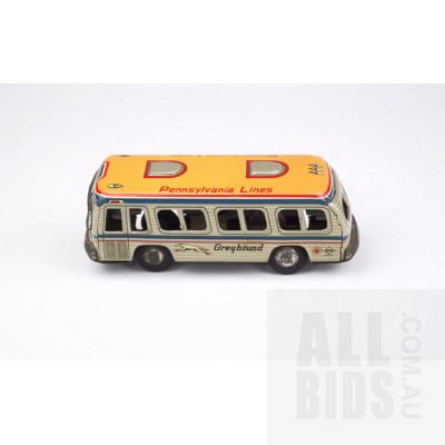Vintage Greyhound Express Pennsylvania Lines Tin Toy Bus