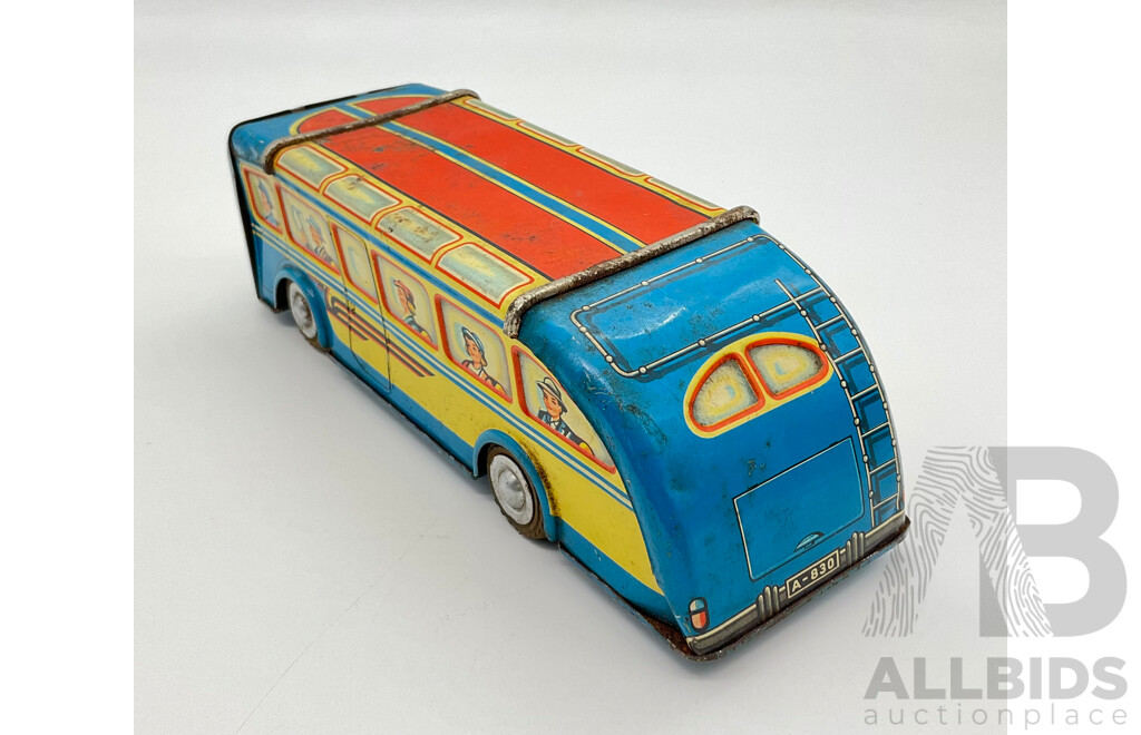 Vintage Pressed Steel Arnold Bus with Friction Motor, Made in West Germany