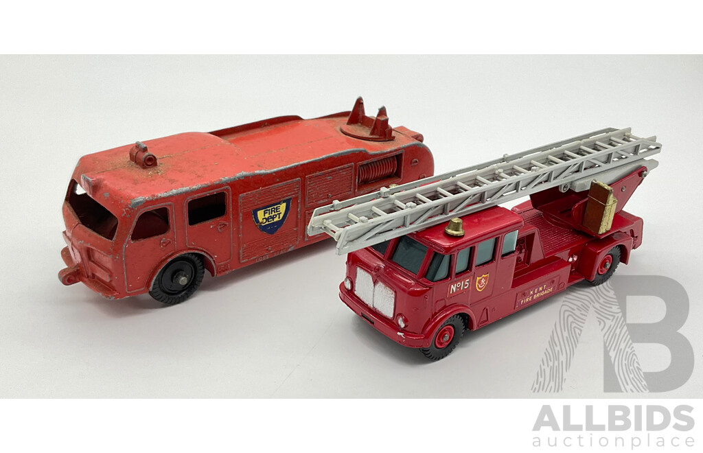 Vintage Diecast Lone Star Fire Department Fire Tender and Matchbox King Size 15 Merryweather Fire Engine, Made in England