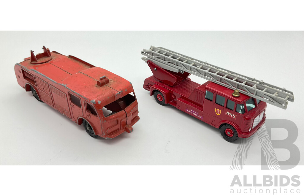 Vintage Diecast Lone Star Fire Department Fire Tender and Matchbox King Size 15 Merryweather Fire Engine, Made in England