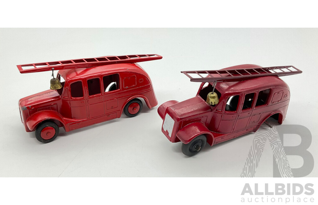 Two Vintage Diecast Dinky Toys Streamlined Fire Engines, Made in England