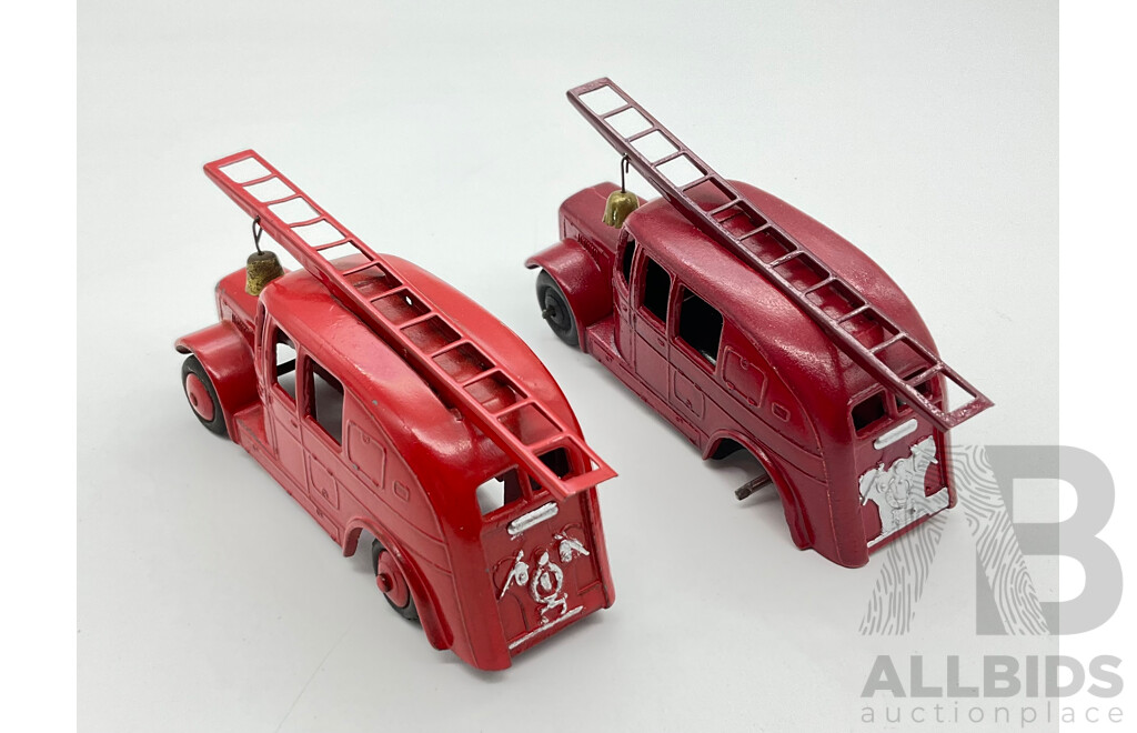 Two Vintage Diecast Dinky Toys Streamlined Fire Engines, Made in England