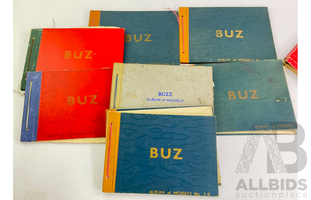 Vintage Buz Builder Sets One and Three with Seven Albums of Models and Six Books of Models 1-4