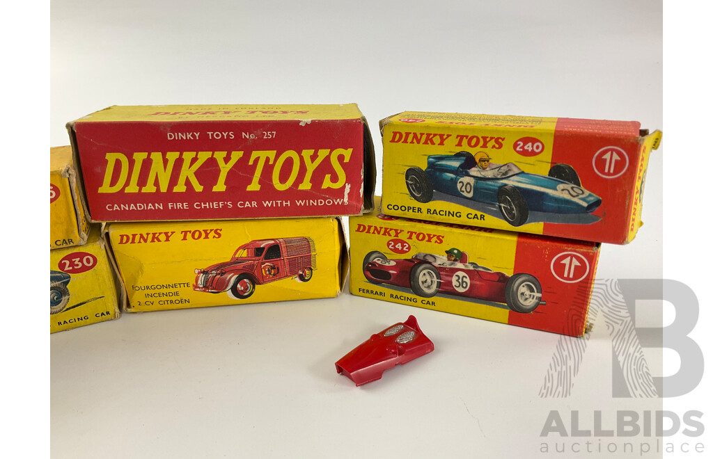 Eight Vintage Dinky Toys Boxes Including Model Numbers 295, 259, 230, 257, 236, 242, 25D, 240