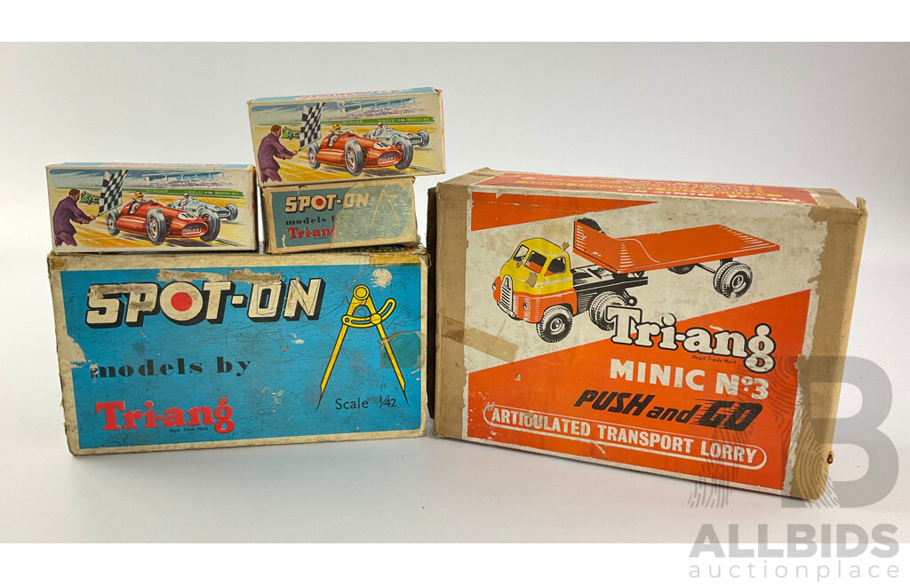 Collection of Five Vintage Tri-Ang and Cresent Toy Boxes