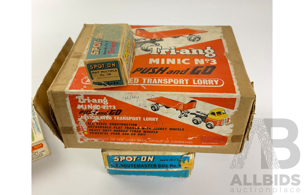 Collection of Five Vintage Tri-Ang and Cresent Toy Boxes