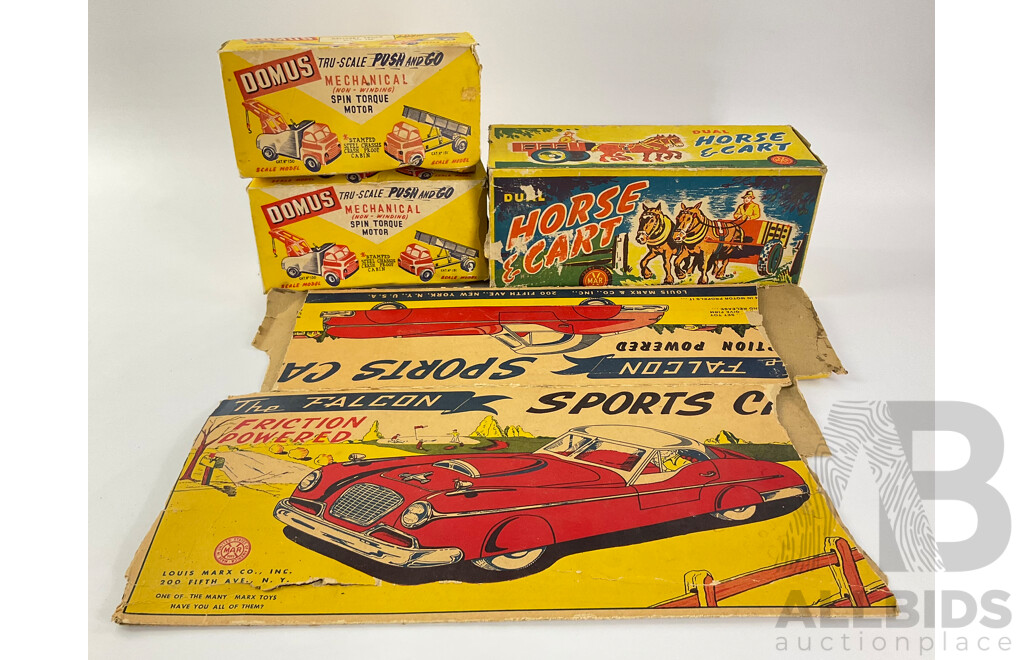 Four Vintage Toy Boxes, Marx Toys and Domus