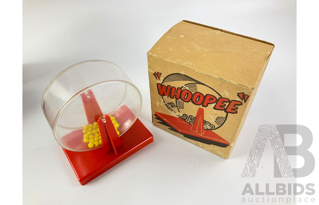 Collection of Boxed Vintage Australian Toys Including M I Plastics Kiddie Mix-R, Metal-Wood Repititions Targe for Tonight, Winning Products ''Whoopee'' with Buz Electric Motor Box