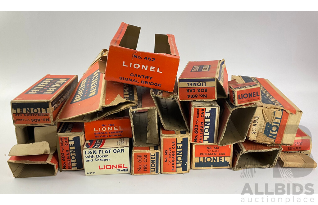 Collection of Twenty Two Vintage Lionel O Scale Railway Boxes