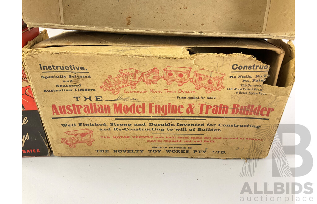 Collection of Australian O Gauge Model Railway Boxes Including B. Munro, Bonnie Toys, Austral Railway Models, Ferris, the Novelty Toy Works
