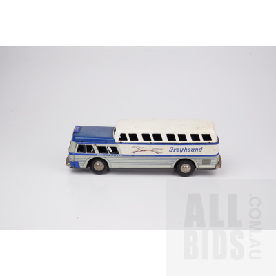 Vintage Greyhound Express Scenicruiser Tin Toy Bus with Friction Wheels