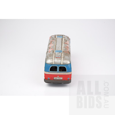 Vintage Japanese Tin Toy Swallow City Bus with Friction Drive Rear Wheels