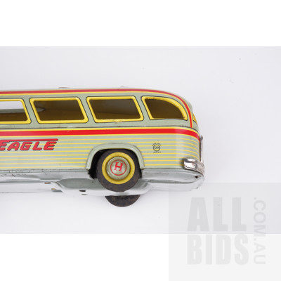 Vintage San Japanese Tin Toy Eagle 1955 Bus with Friction Drive Rear Wheels