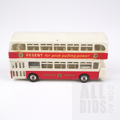Two Vintage Dinky Toys England Diecast 1:72 Routemaster and Atlantean Double-Decker London Buses (2)