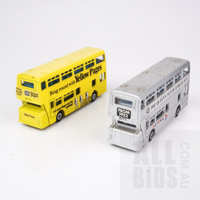 Two Vintage Dinky Toys England Diecast 1:72 Atlantean Double-Decker London Buses (2)