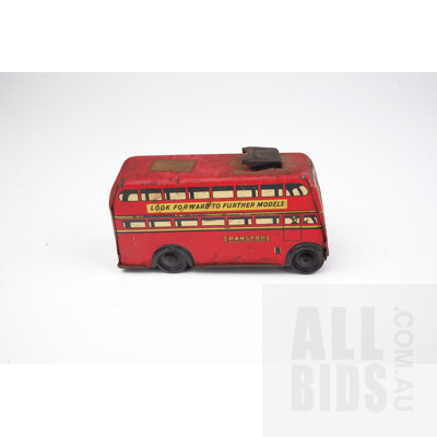 Vintage Wells of London Tin Toy Double-Decker Transport Bus