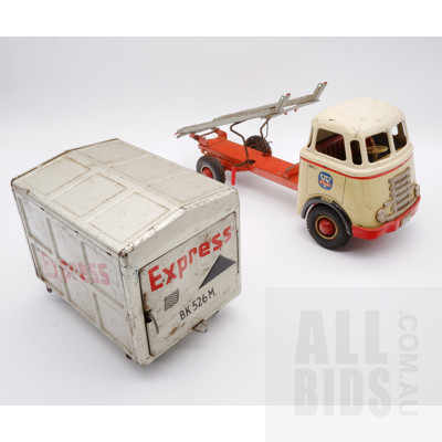 Vintage Arnold Dump Truck With Shipping Container - Made In Western Germany