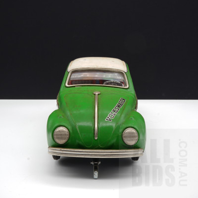 Vintage Tin New Battery Operated Bump N Go Volkswagen Beetle - In Original Box - Made In Japan