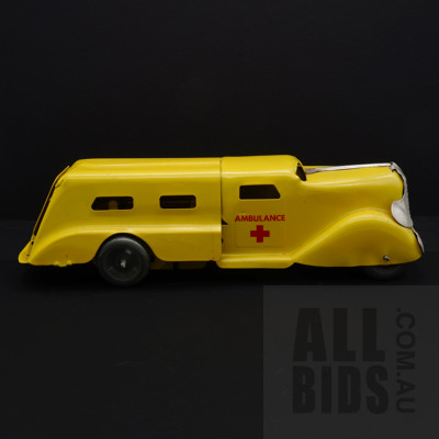 Vintage Tin Ambulance Wagon- Probably Wyn Toy Australia Yellow