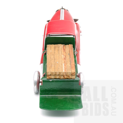 Vintage Tin Wood Truck- Probably Wyn Toy Australia - Red