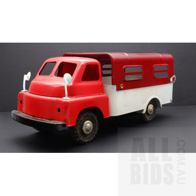 Vintage Tin Truck With Canopy - Wyn Toy Australia - Red