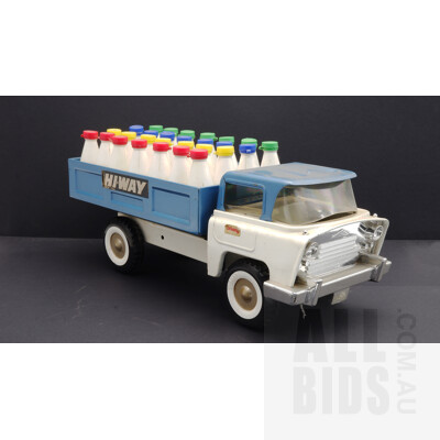 Vintage Tin Tri-ang Milk Truck With Bottles - Made In England
