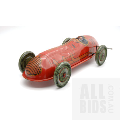 Vintage Tin  Wind Up Race Car - Made In England