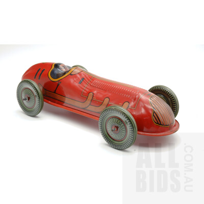 Vintage Tin  Wind Up Race Car - Made In England