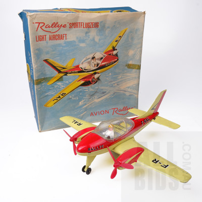 Vintage Tin avion avioneta rallye light aircraft Joustra sportflugzeug - Made In France - In Original Box