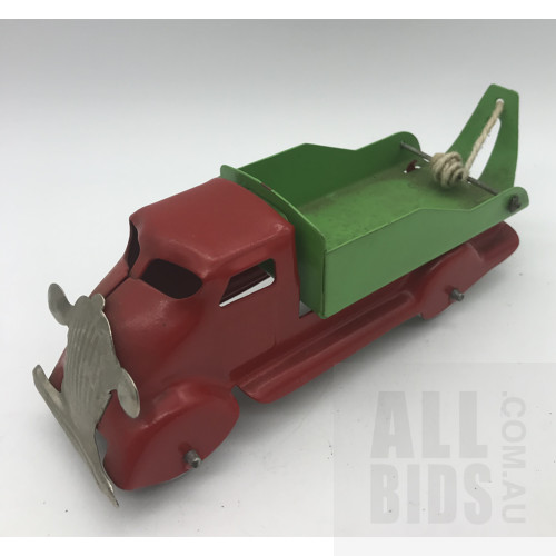 Vintage Tin Small Tow Truck - Wyn Toy Australia - Red
