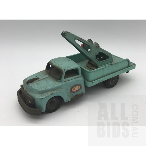 Vintage Tin Tow Truck - Made In Japan - Blue
