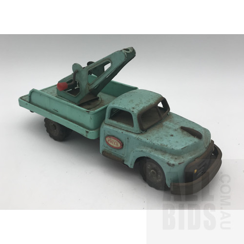 Vintage Tin Tow Truck - Made In Japan - Blue